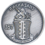 187th Infantry Regiment "Rakkasans", Silver, Edge: 0580, 1 1/2"